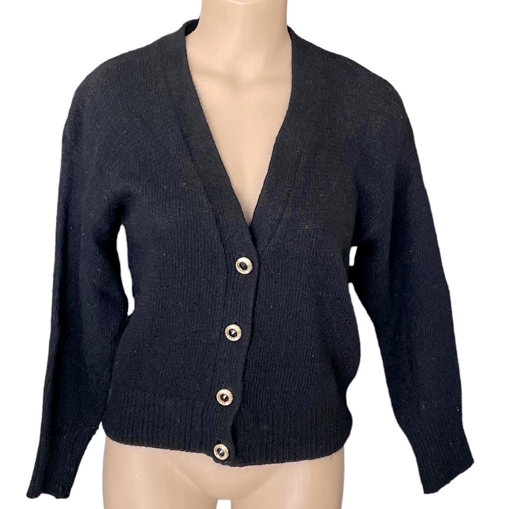 BEAUTIFULLY MINE Cardigan Sweater Vintage Silk Angora Blend Black Size Small